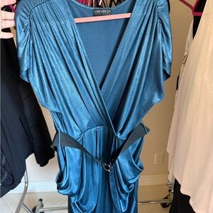 Forever 21 Teal Draped Dress with Belt